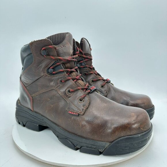 Wolverine Merlin Men Sz 12M Brown Leather Composite Toe 6" Waterproof Work Boot - Picture 4 of 14